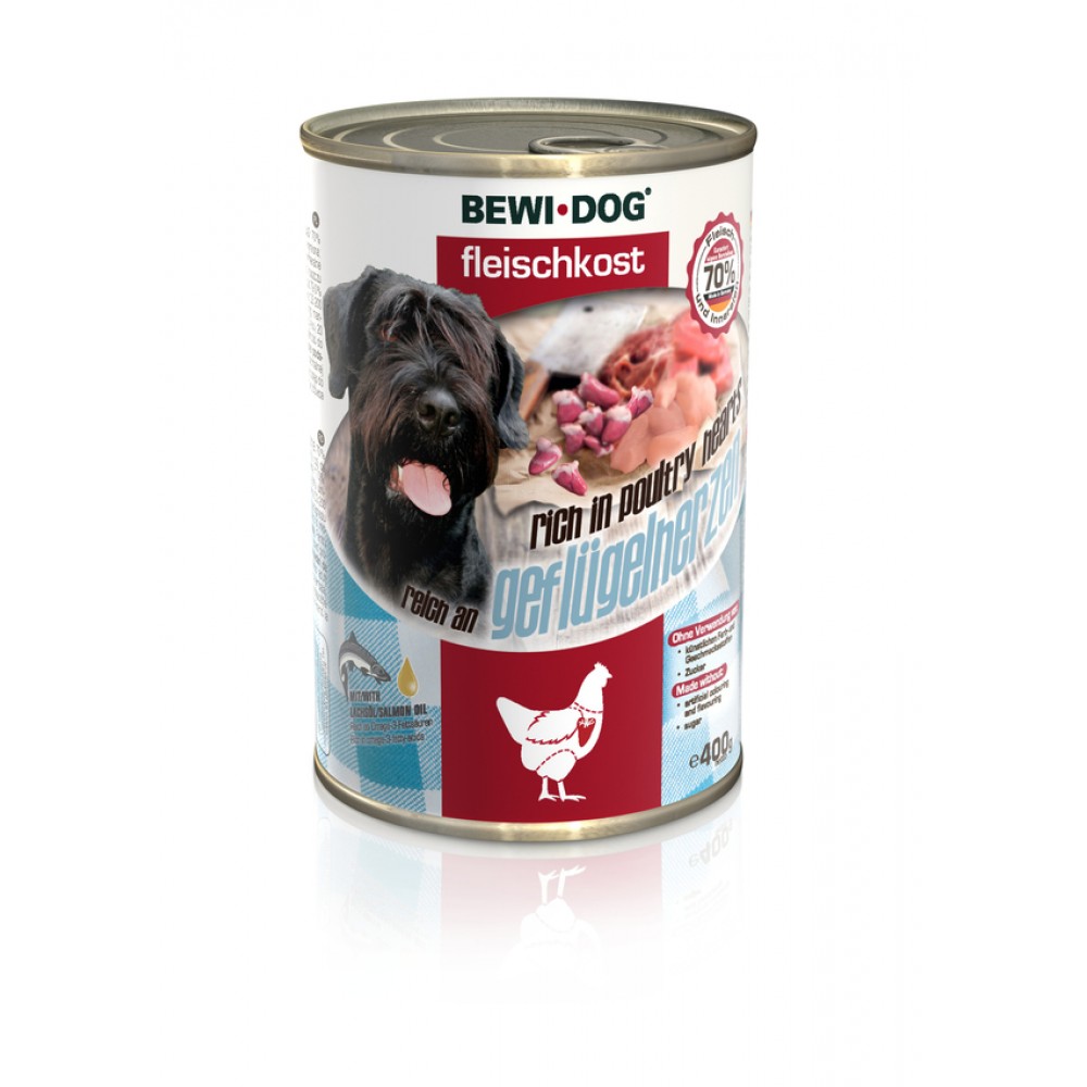 Bewi Dog Poultry Heart. Conserve pentru câini inimi de găină