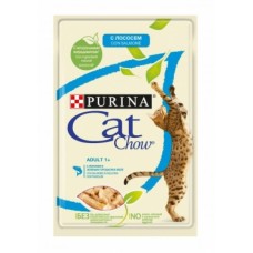 Cat Chow Adult, Purina. Консервы для кошек, лосось и зеленый горошек в желе