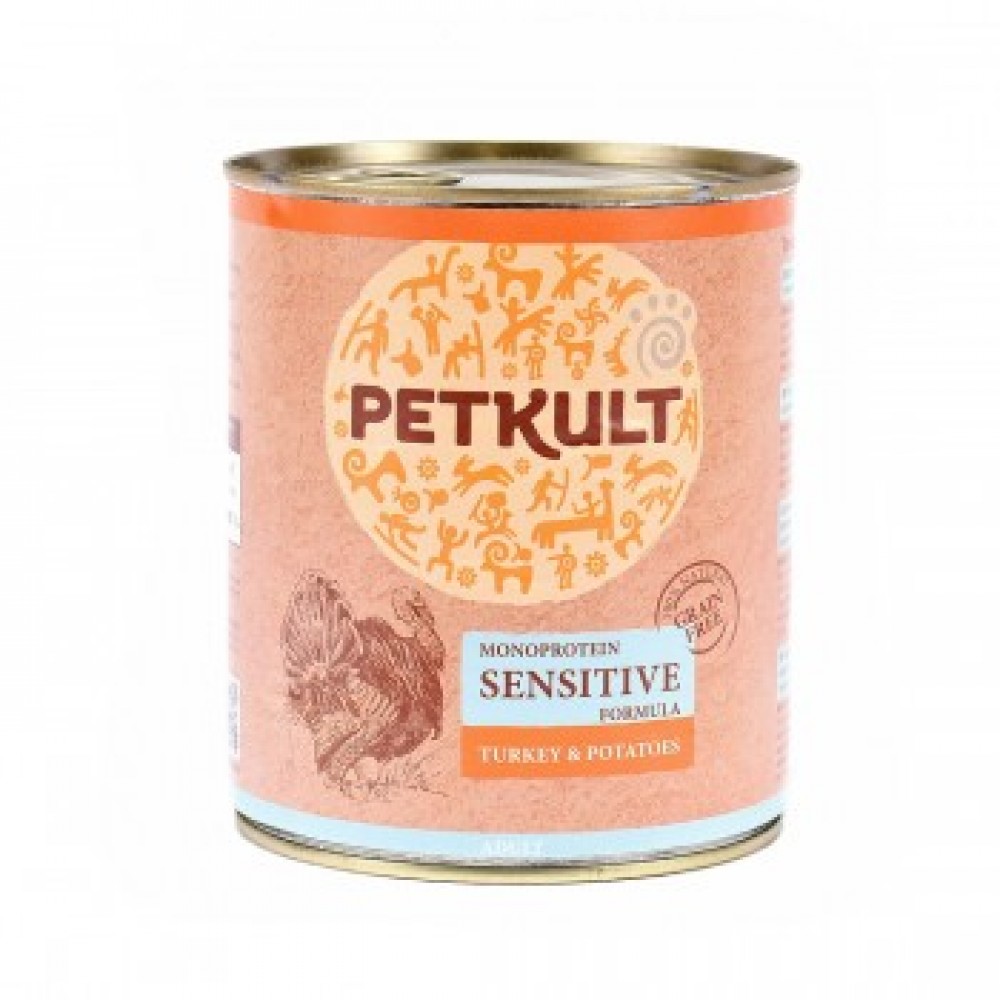 Petkult Adult Sensitive влажный корм для собак с индейкой и картофелем