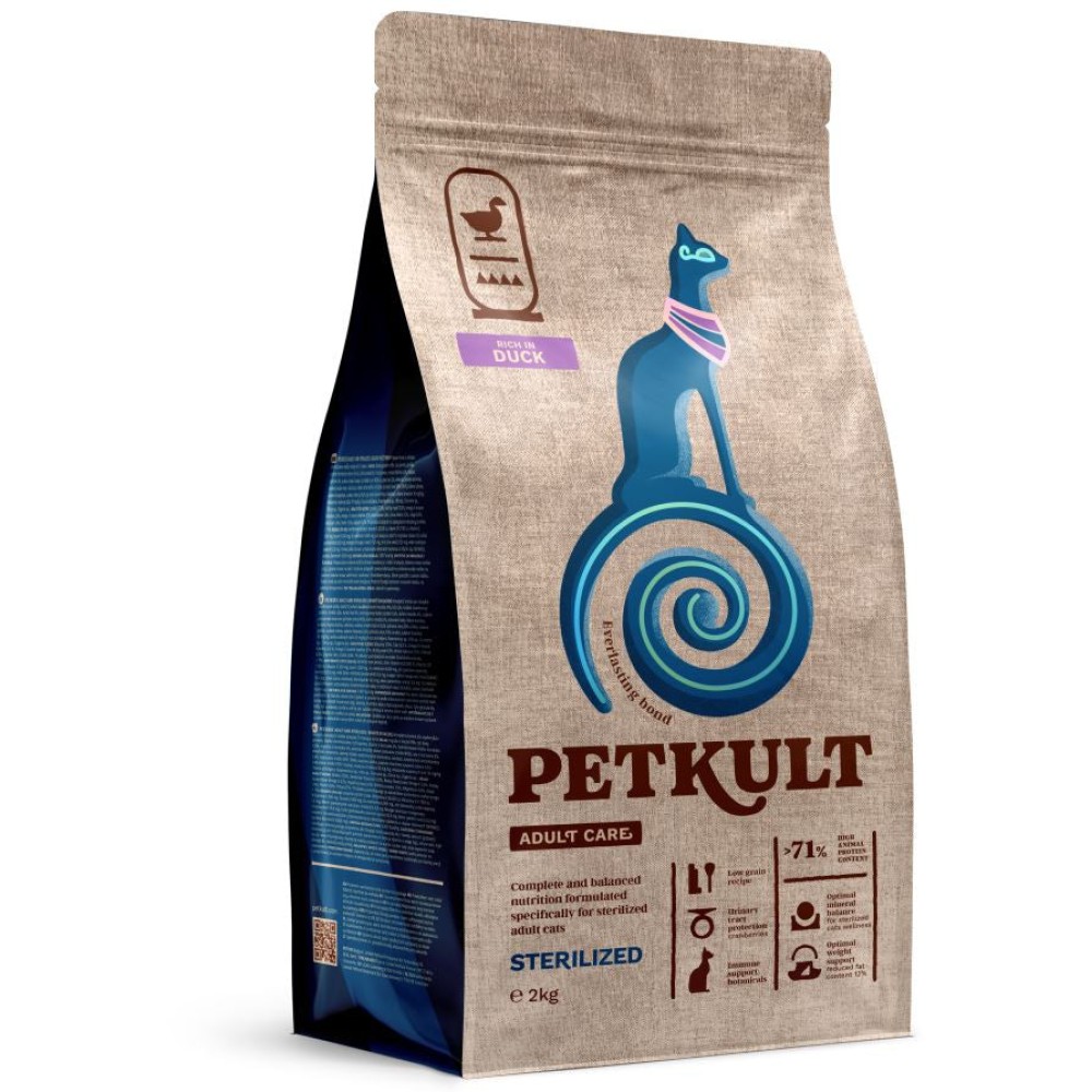 Petkult Cat Adult CARE STERILIZED  с уткой Сухой корм для кошек