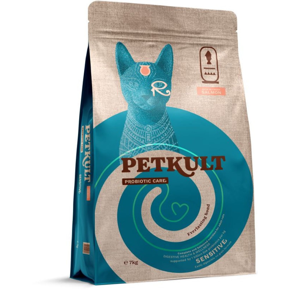 Petkult Cat Adult  PROBIOTIC SENSITIVE  с лососем Сухой корм для кошек
