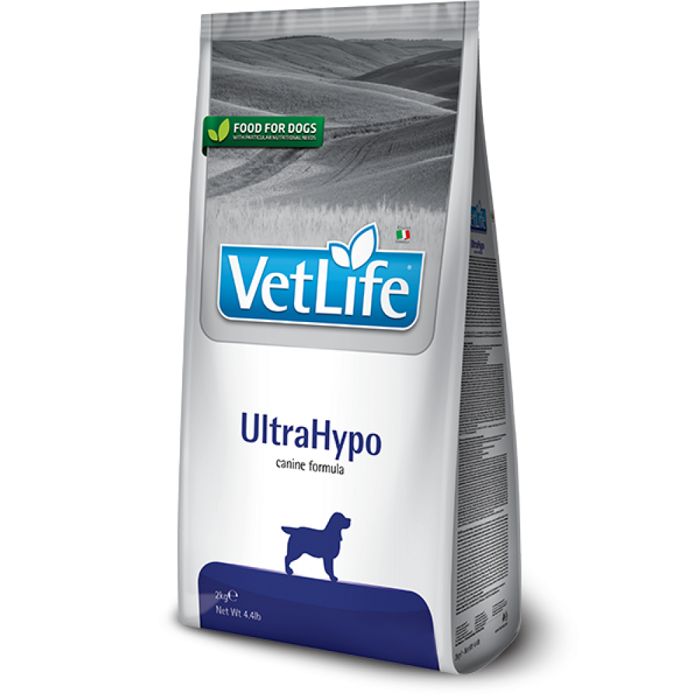 Vet Life Dog UltraHypo, Farmina. Hrană uscată pentru câini cu alergii alimentare și atopie