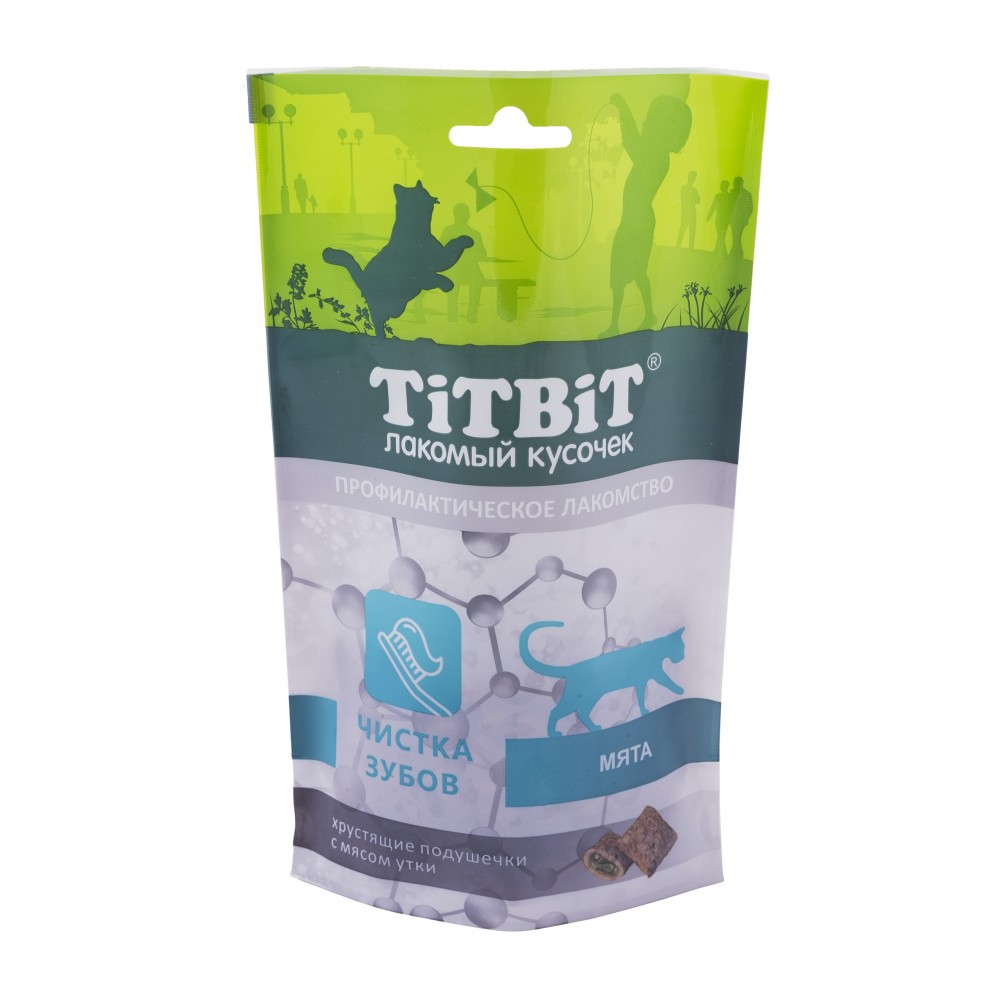 TiTBiT Хрустящие подушечки для кошек с мясом утки для чистки зубов