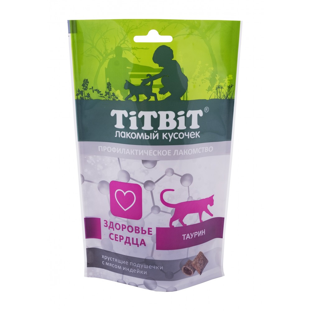TiTBiT Хрустящие подушечки для кошек с мясом индейки для здоровья сердца